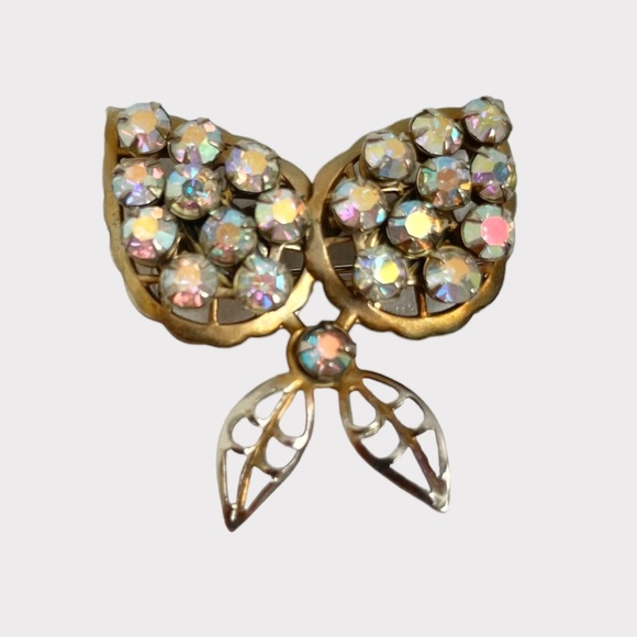 Colorful Iridescent Rhinestone Butterfly Brooch - Picture 1 of 5